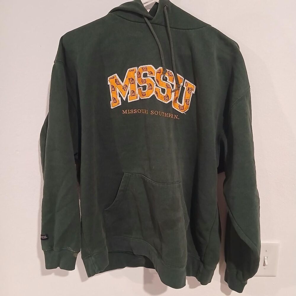 Vintage Jansport Missouri Southern Women's Green and Yellow Hoodie Size Large